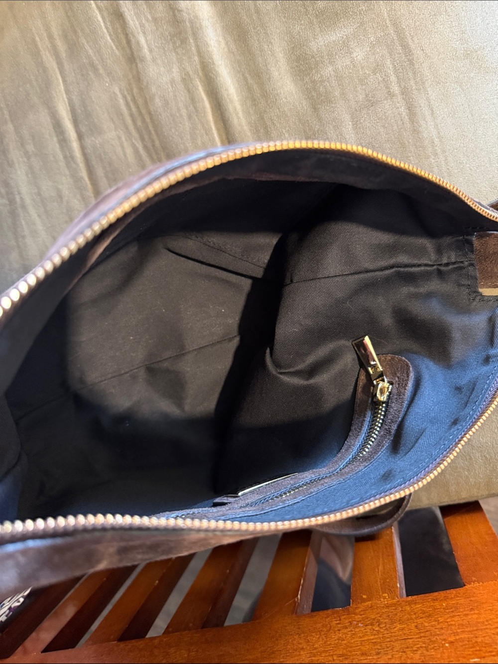 Dark Brown Suede Adjustable Shoulder Bag-Claudia Firenze - Picture 9 of 10